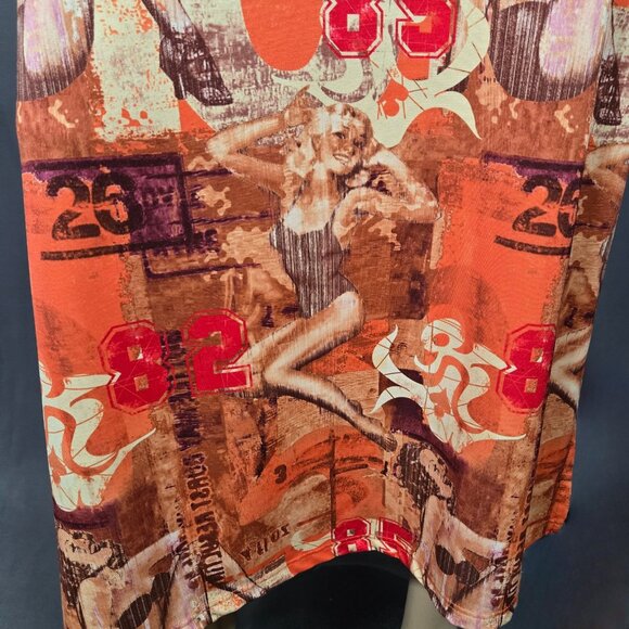 Vintage 90s Y2K Pinup Girl Print Blokette Varsity Numbers Maxi Dress size M/L - Picture 5 of 12